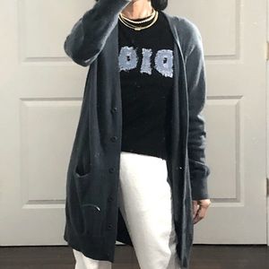 Garnet Hill 100% Cashmere Long Lounge Cardigan M